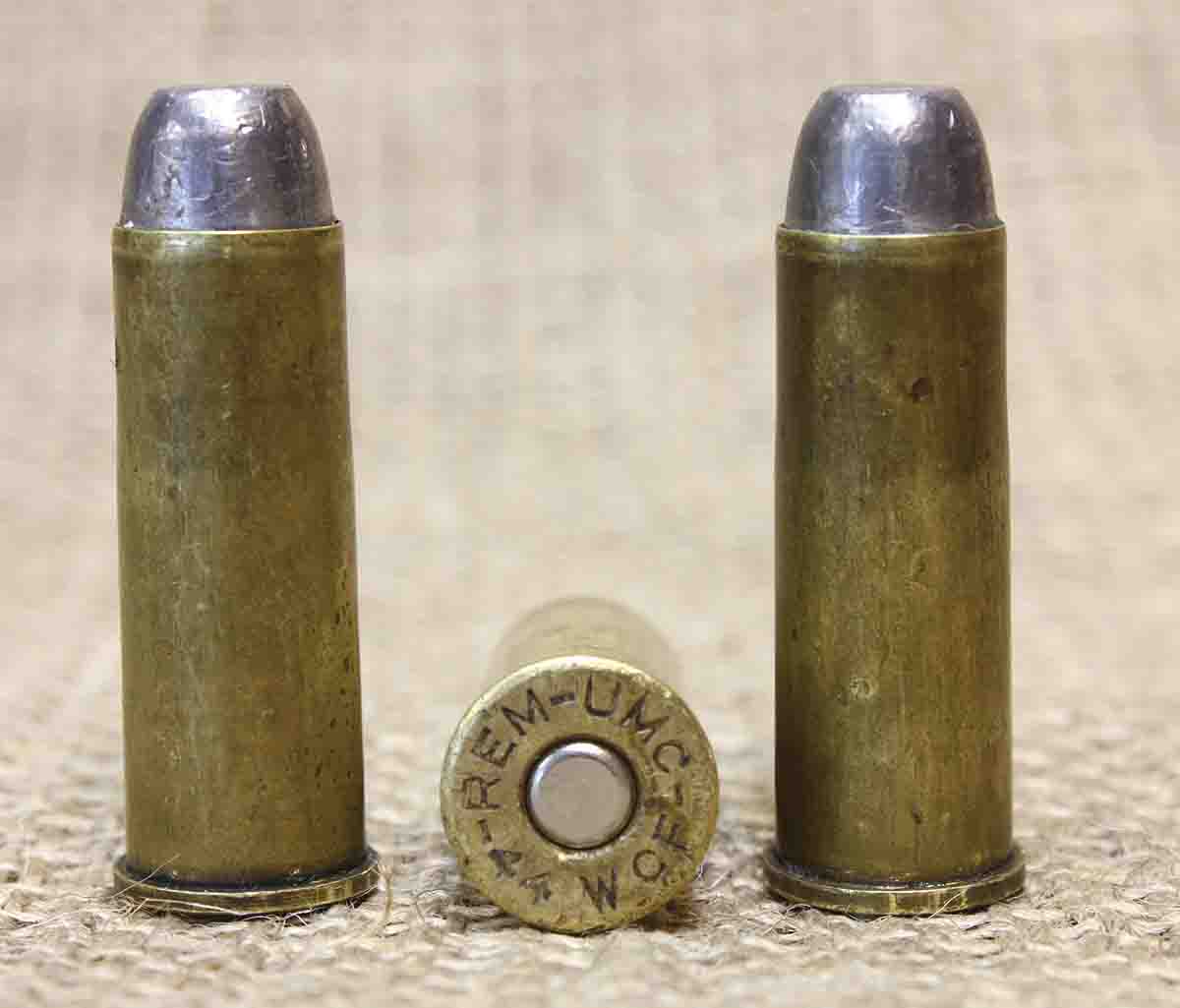 Deferring to the UMC loads that were disassembled, 36 grains of DuPont (now GOEX) FFg was used. Even with that load – 4 grains less than the often reported 40 grains of powder – the seated bullet compressed the powder charge about .130 inch when the bullet was correctly seated so that the case mouth could crimp over the top driving band of the bullet.